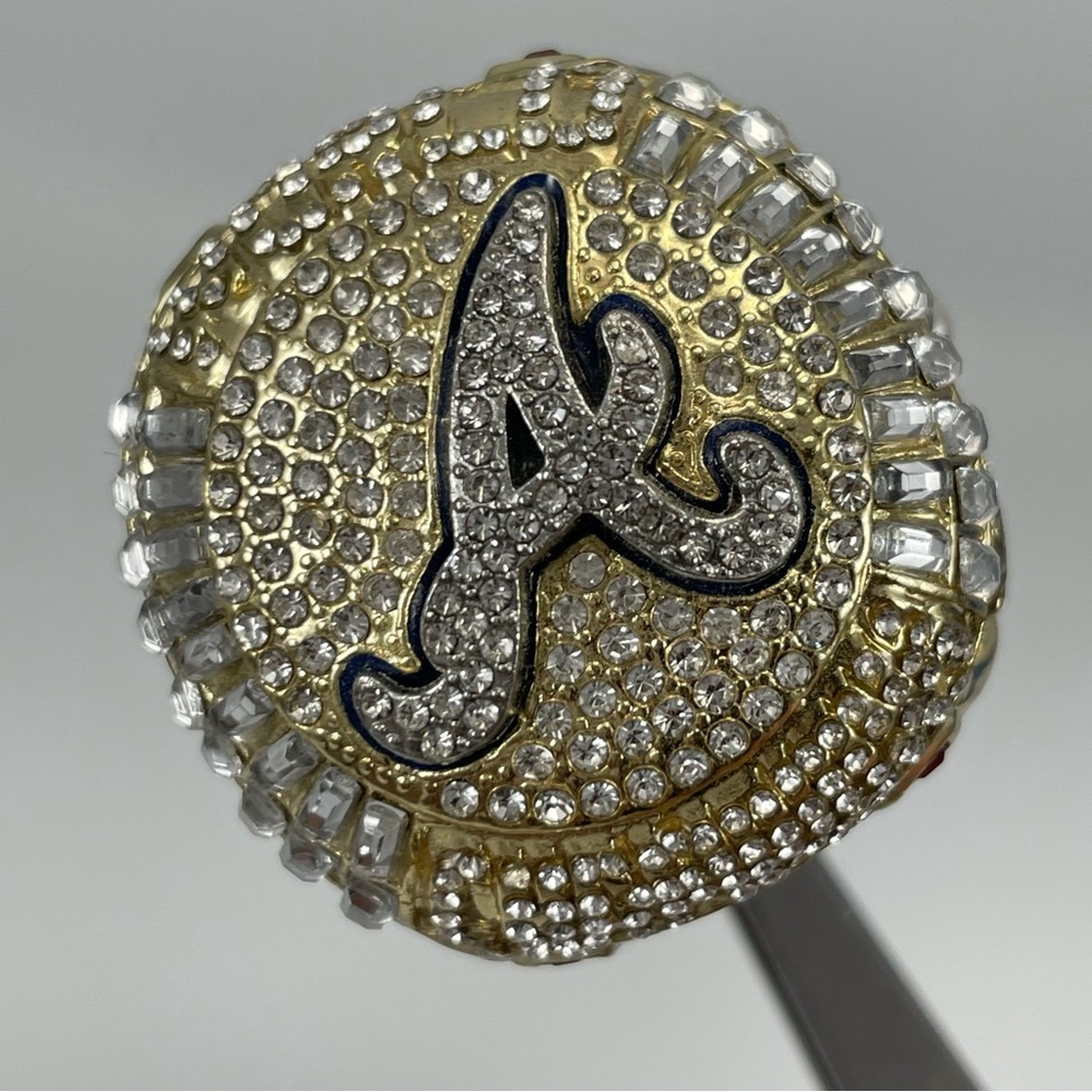 2021 Atlanta Braves World Series Replica Ring Gold Tone Rhinestone Sz 10.5